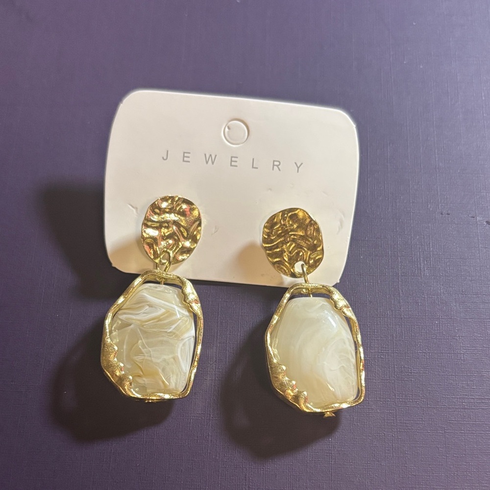 Gold and Cream Earrings